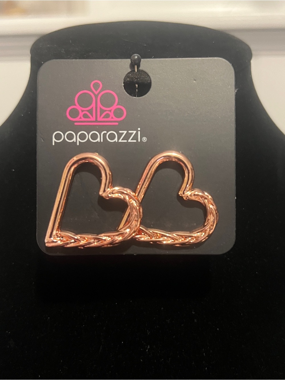 Paparazzi Rose Gold Braided Heart Post Earrings